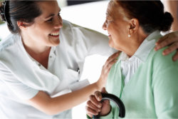 caregiver with an elderly woman