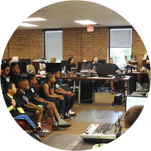 group of children having a seminar