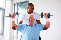 elderly having a physical therapy